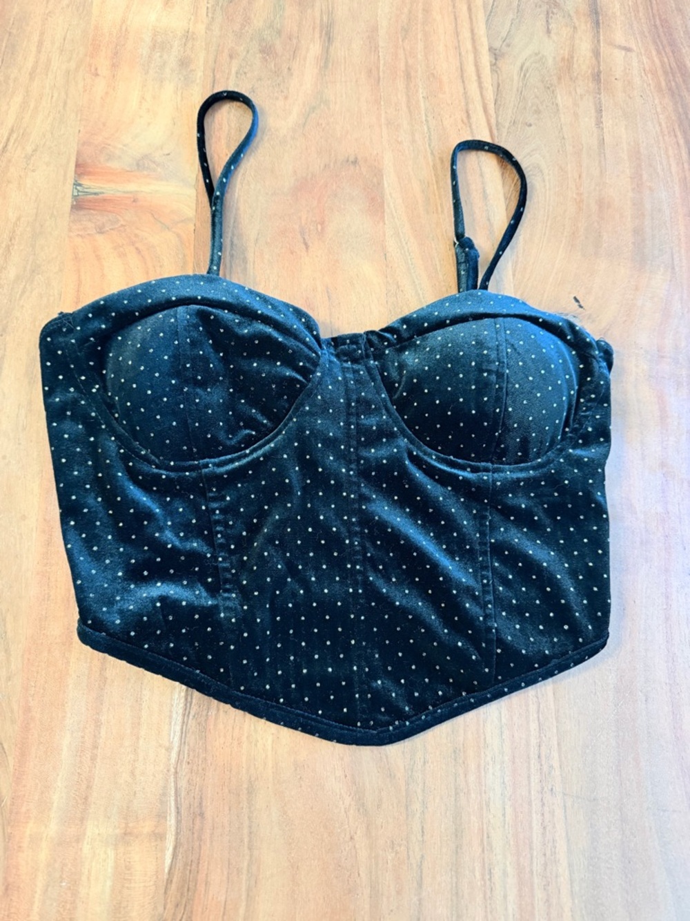 Night velvet Black Polka Dot Bustier Crop Top - Women’s size 8 going out